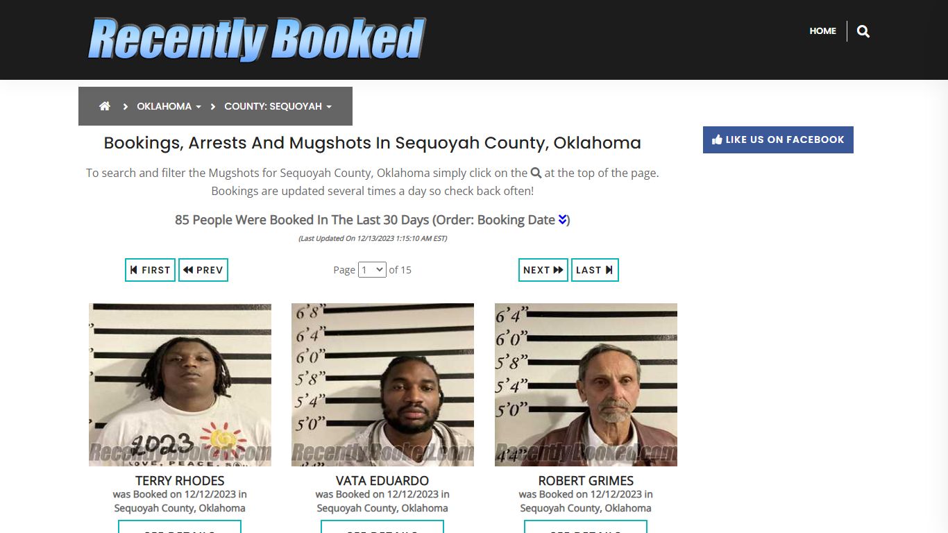 Bookings, Arrests and Mugshots in Sequoyah County, Oklahoma